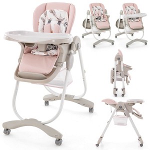 Infans High Chair for Babies & Toddlers w/ Rolling Wheels Adjustable Height Footrest - 1 of 4