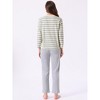 INSPIRE CHIC Women's Lounge Set Cotton Striped Dot Strawberry Print  Long Sleeve Round Neck Cute Pattern Pants Set Sleepwear - 4 of 4