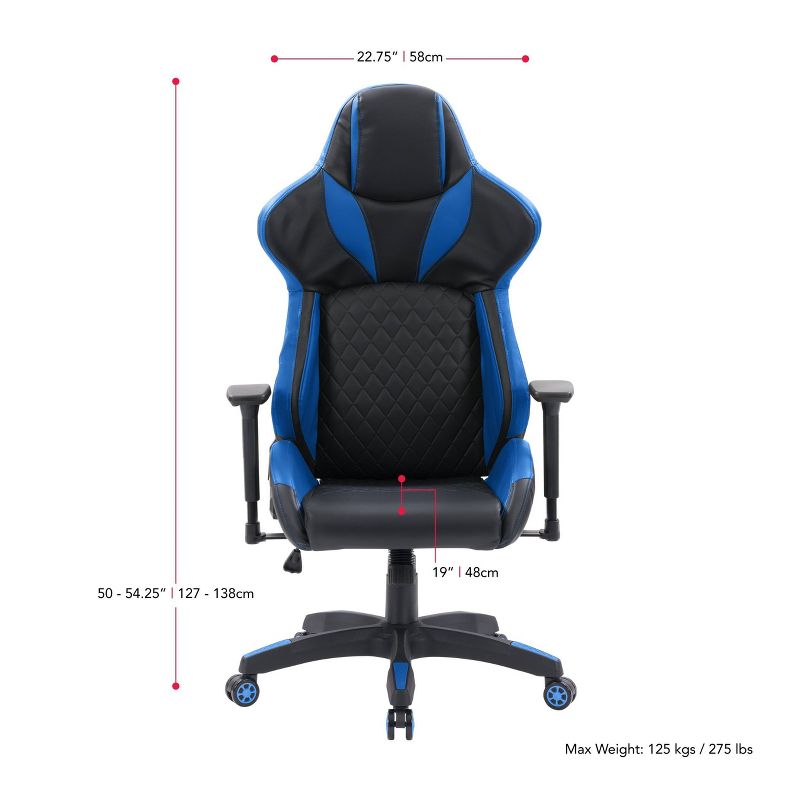 Nightshade Gaming Chair Black and Blue - CorLiving, 3 of 9