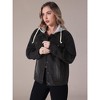 INSPIRE CHIC Women's Long Sleeve Button Down Detachable Hoodie Jean Jacket - 2 of 4