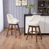 Bar Stools Counter Height Chairs Set Of 2 ,Kitchen Chairs 360 Degree Swivel Wood Legs,Dining Chairs Linen Fabric With Footrest-Cuddlewood - 2 of 4