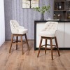 Bar Stools Counter Height Chairs Set Of 2 ,Kitchen Chairs 360 Degree Swivel Wood Legs,Dining Chairs Linen Fabric With Footrest-Cuddlewood - image 2 of 4