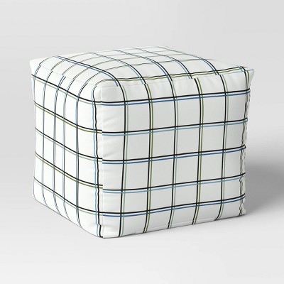 18"x15" Grid Outdoor Patio Pouf White - Room Essentials™