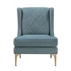Chenille Fabric Upholstery Plywood Metal Wingback Modern Luxury Accent Chair with Diamond-Stitched Back, Reversible Seat and Gold Finish Legs - 2 of 4