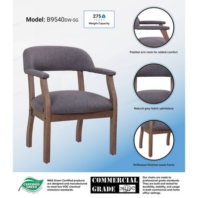 Slate Gray Linen Upholstered Arm Chair with Medium Wood Frame