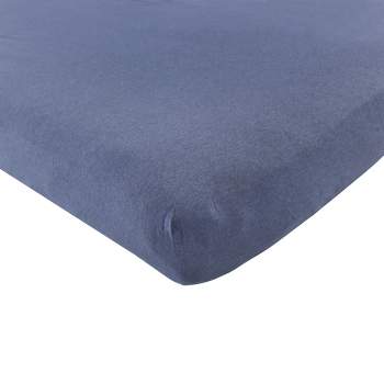 Hudson Baby Infant Boy Cotton Fitted Crib Sheet, Heather Navy, One Size