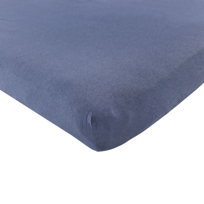 Hudson Baby Infant Boy Cotton Fitted Crib Sheet, Heather Navy, One Size, 1 of 3