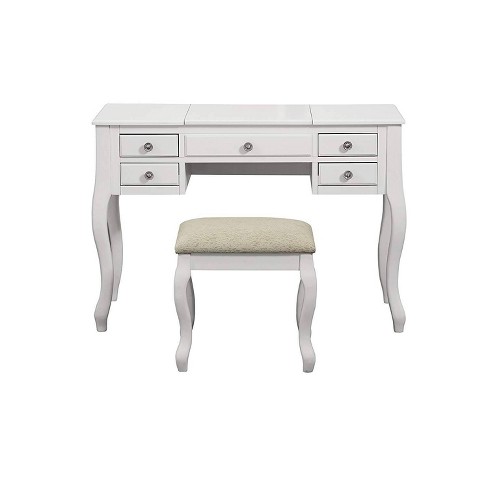 Cherub Vanity Set Featuring Stool And Mirror White Benzara Target