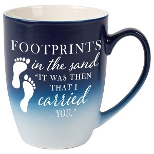 Elanze Designs Footprints In Sand Two Toned Ombre Matte Navy Blue and White 12 ounce Ceramic Stoneware Coffee Cup Mug - 1 of 4