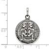 Black Bow Jewelry Sterling Silver Gemini the Twins Zodiac Embossed Circle Pendant - 4 of 4