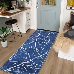 Washable Area Rug with Modern Abstract Branch Print for Bedroom, Non-Slip Backing, Soft Low-Pile Floor Carpet for Living Room, Kitchen - 1 of 4
