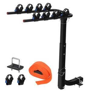 2/4 Bike Rack Hitch Mount for Cars,Foldable Bicycle Car Racks with Hitch Tightener and Straps,Bike Carrier Rack Hitch for SUV - 1 of 4