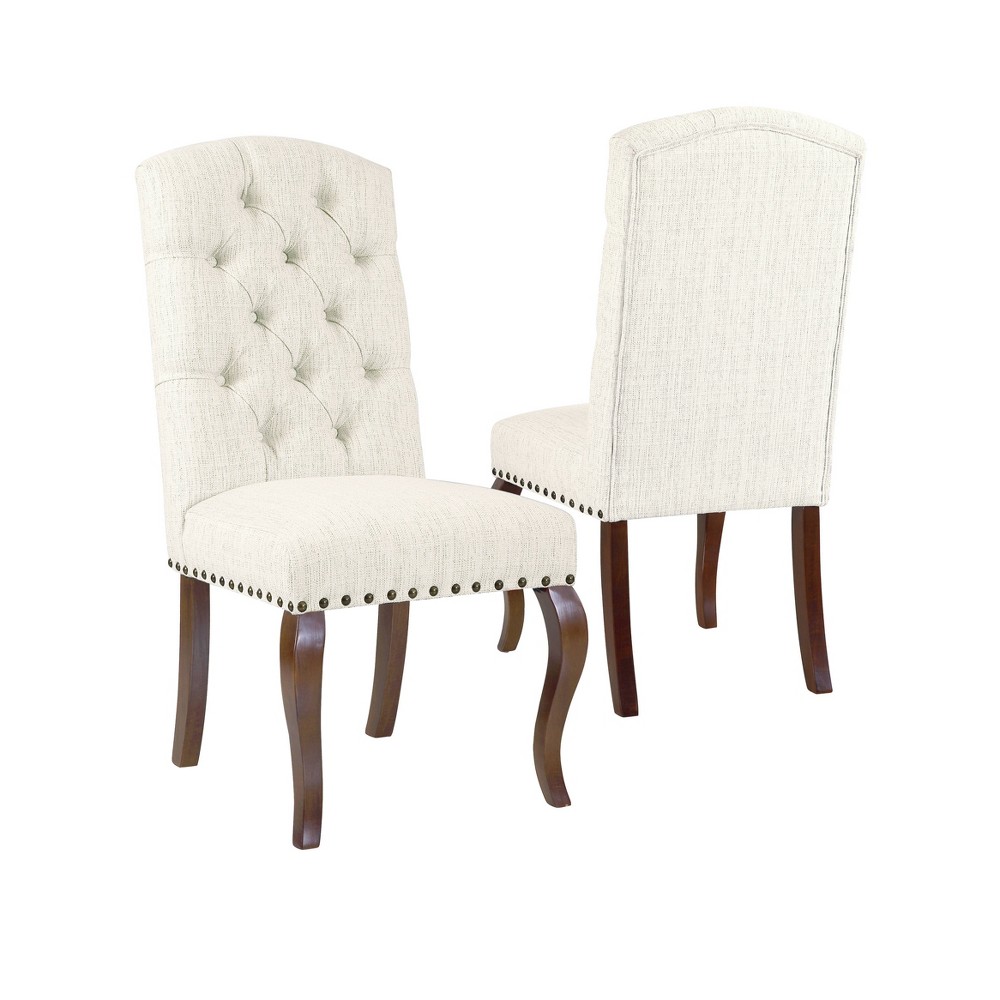 Set of 2 Tufted Back Stain Resistant Textured Dining Chair Natural - HomePop was $309.99 now $232.49 (25.0% off)