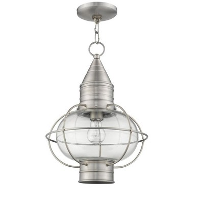 Brushed Nickel Globe Pendant Light with Clear Glass Shade