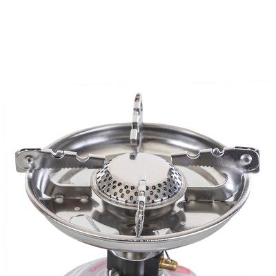 Compact Beige Stainless Steel Single Burner Camping Stove