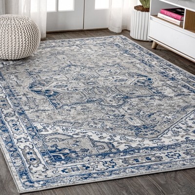 4'x6' Modern Persian Vintage Medallion Area Rug, Light Grey/navy ...