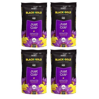 SunGro Black Gold All Purpose Natural and Organic Just Coir Gardening Plant Amendment Additive Soil, 2 Cubic Foot Bag (4 Pack)