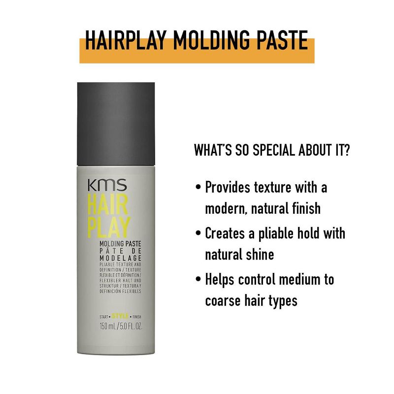 KMS Hair Play MOLDING PASTE (5 oz XL Professional Size) Hairplay Pliable Texture & Hair Definition, 3 of 10