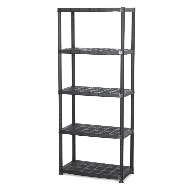 Ram Quality Products Extra Tiered Plastic Utility Storage Shelving Unit System for Garage, Shed, or Basement Organization, Black, 1 of 7