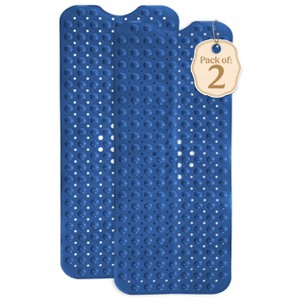 Non Slip Bathtub And Shower Mats 40x16 Extra Long Bath Tub Mat With Suction Cups & Drain Holes - Lux Decor Collection - 1 of 4