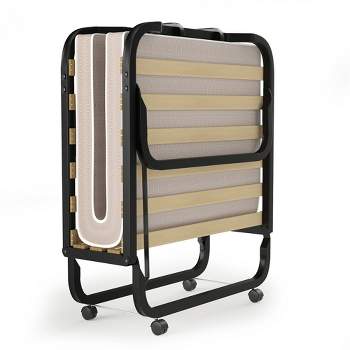 Tangkula Folding Bed w/ Memory Foam Mattress Rollaway Metal Guest Bed Sleeper Made in Italy