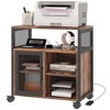 Vinsetto Printer Table with Socket and USB Charging Ports, Mobile Printer Stand with Storage Cabinet, Wheels, Adjustable Shelf, Rustic Brown - 4 of 4