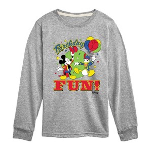 Boys' - Disney - Mickey Mouse Donald Duck Birthday Fun Long Sleeve Graphic T-Shirt - 1 of 4