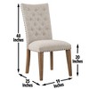 Asian Hardwood Solids and Engineered Wood Side Chair (Set of 2) with Button-Tufted Back, Nailhead Trim, Modern Ranch Styling - 2 of 4