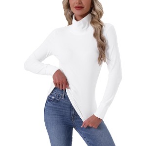 INSPIRE CHIC Women's Turtleneck Tops Slim Basic Mock Turtle Long Sleeve Shirts 2025 Fall Winter Layering Outfits Basic Layer - 1 of 4
