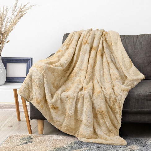 Pavilia Tie-dye Faux Fur Throw Blanket, Furry Fuzzy Fluffy Shaggy