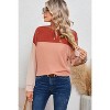 I AM A FASHION JUNKY Khaki Color Block Ribbed Loose Long Sleeve Top - 4 of 4