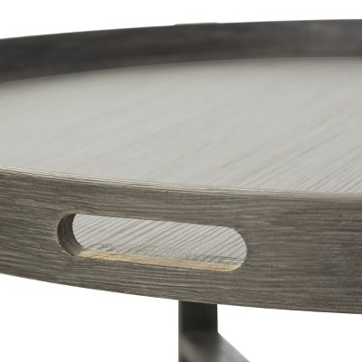 Cursten Dark Grey Wood X-Base Coffee Table