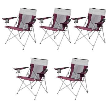 CORE Portable Heavy-Duty Folding Chair with Cooling Mesh Back and Carrying Storage Bag for Outdoor Sporting Events or Camping Trips, Wine (5 Pack)