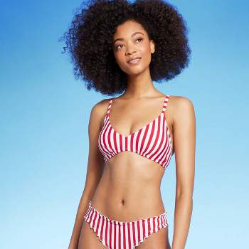 Women's Striped Hidden Underwire Bikini Top - Shade & Shore™ Red/White