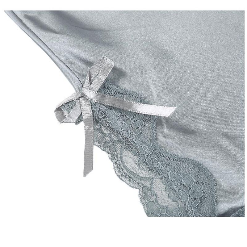 Allegra K Women Satin Lace Trim Sleepwear Nightgown Pajama Slip Dress, 4 of 7