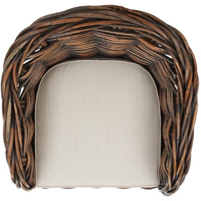 Modern Variegated Brown Rattan Club Chair with Cushions