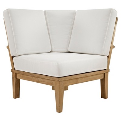 Marina Outdoor Patio Teak Corner Sofa in Natural White - Modway