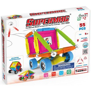 Tinamiri Supermag - Wheels 55 - Magnetic Building Set, Educational construction fun, 55 piece set, Magnet Toys, 0661 - 1 of 4