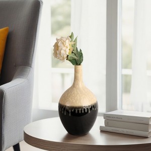 Modern Ceramic Vase with Sculptural Form - Contemporary Decorative Appeal - Bold Visual Texture in Artisan-Inspired Home Accent Decor - Two-Tone - 1 of 4