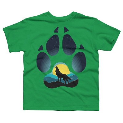 Boy's Design By Humans Wolf's paw. The wolf and the moon By ArtistDreams T-Shirt