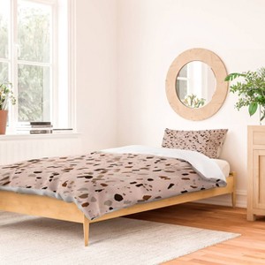 Holli Zollinger Terrazzo Ochre Duvet Cover Set Beige/Black - Deny Designs - 1 of 4