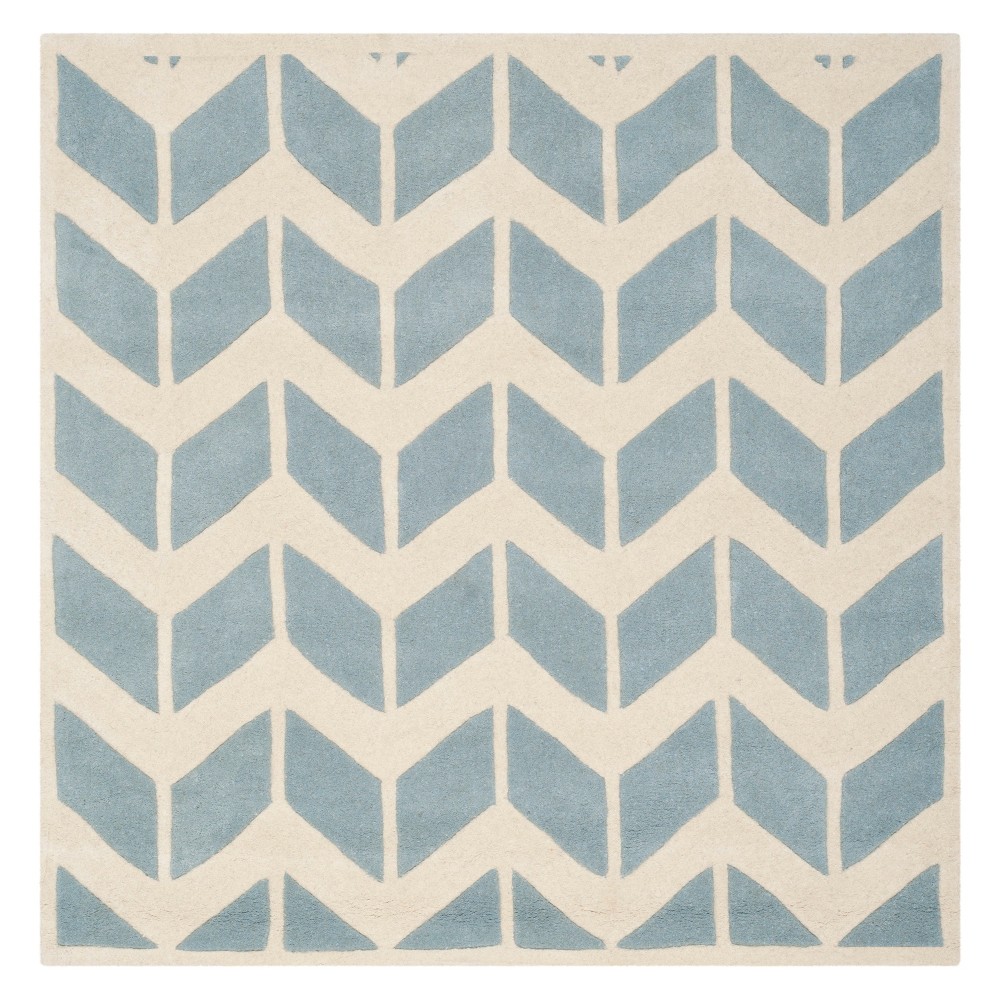 5'X5' Chevron Square Area Rug Blue/Ivory - Safavieh