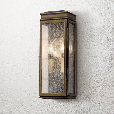 Astral Bronze 2-Light Outdoor Wall Lantern with Clear Seeded Glass