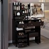 Vanity Desk With Stool, Makeup Vanity Set With Sliding 3 Color LED Mirror, Charger Station, Hair Dryer Holder, 6 Drawers And Storage Shelves - 4 of 4