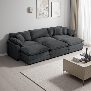 Oversized Modular Sofa Bed Set with 3 Ottomans - 1 of 4