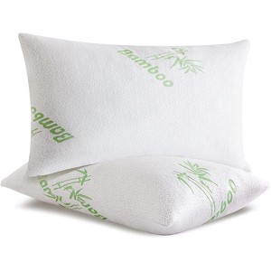 Home Mart Goods Queen Size Soft Plush Bamboo Memory Foam Support Pillow (Set Of 2) - 1 of 4