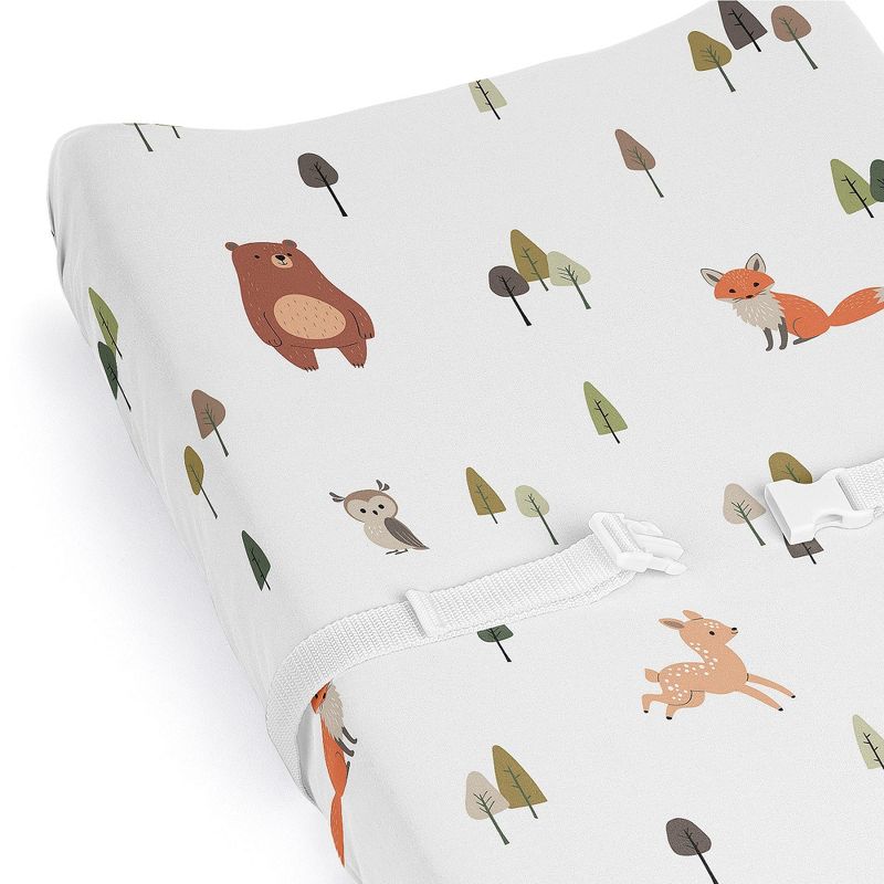 Sweet Jojo Designs Boy Girl Gender Neutral Unisex Changing Pad Sheet Woodland Animal Pals Green Beige and Orange, 5 of 8