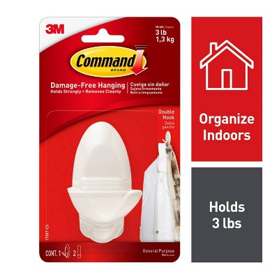 White Plastic Adhesive Double Hook