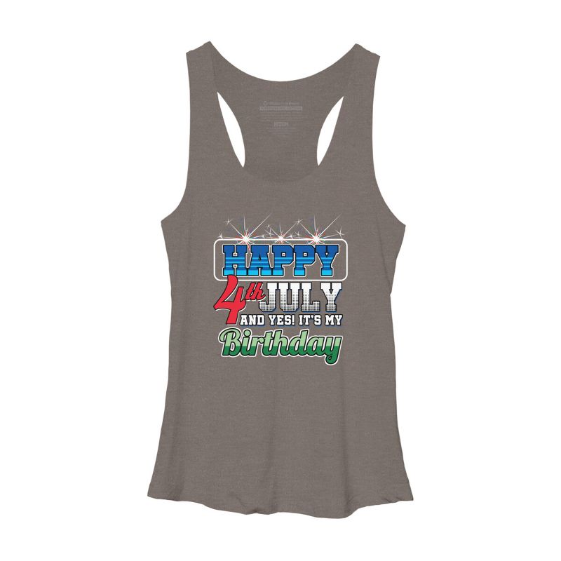 Women's Design By Humans July 4th Yes It's My Birthday By TomGiant Racerback Tank Top, 1 of 3