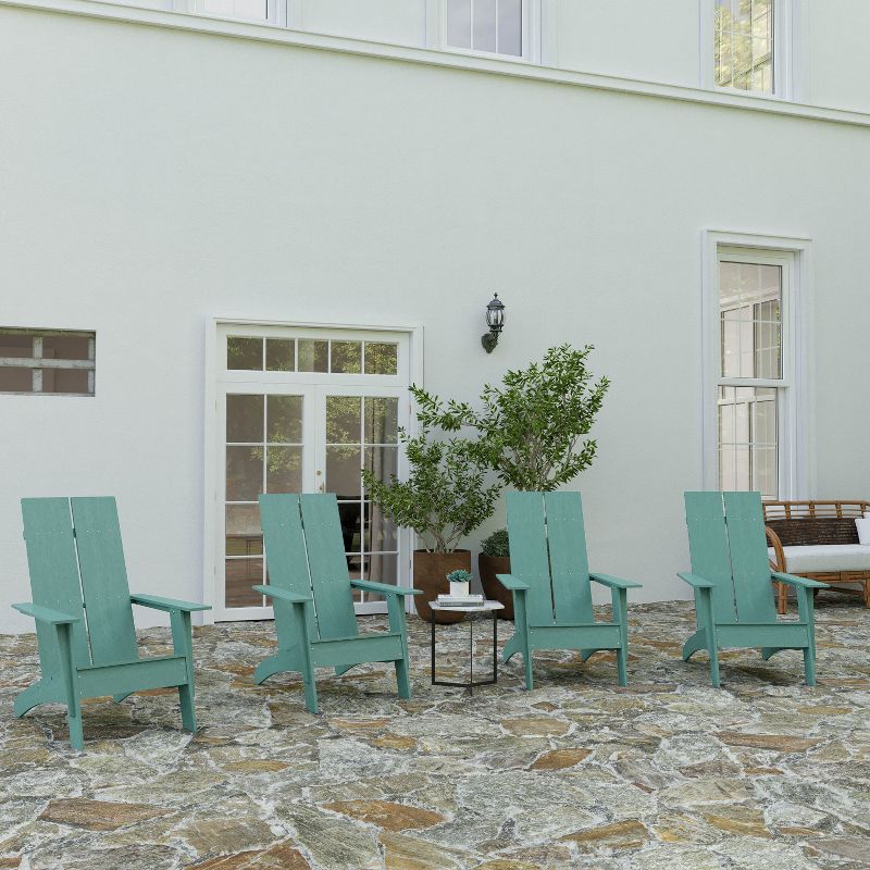 Merrick Lane Set of 4 Modern All-Weather Poly Resin Wood Adirondack Chairs, 3 of 17
